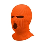 Qcmgmg Men Beanie 3 Hole Balaclava Hat Knitted Soft Solid Color Full Face Ski Mask Free Size